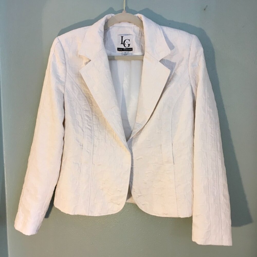 Lena Gabrielle White Textured Blazer